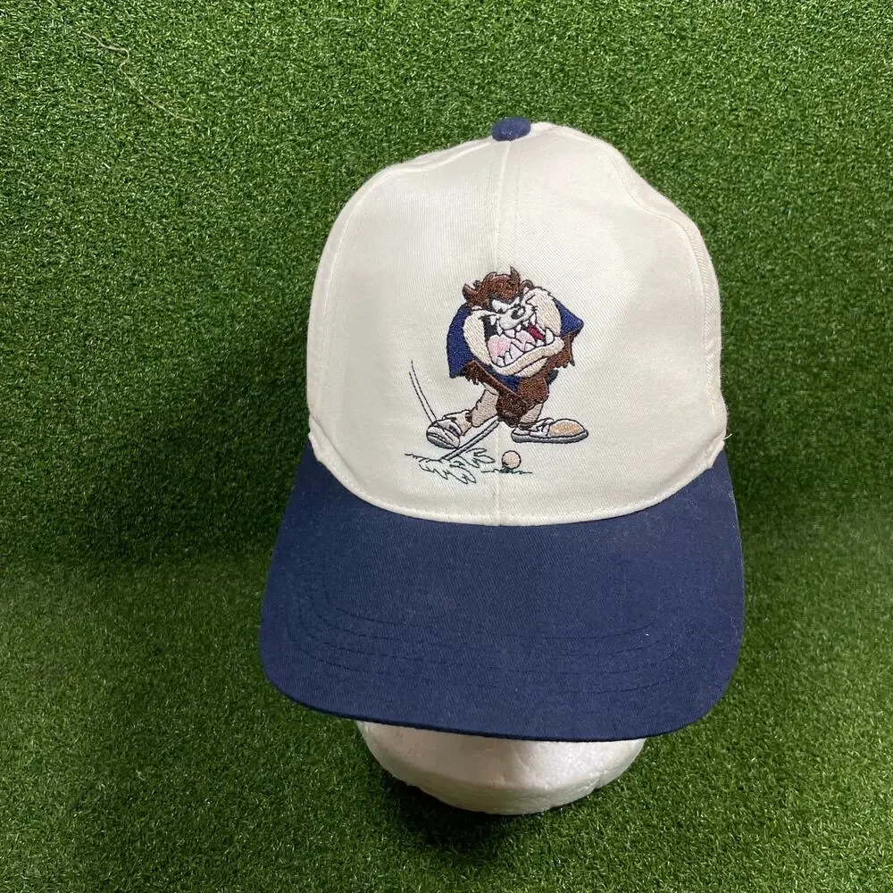 Vintage 1999 Warner Bros Studio Store Taz Golf Hat King of Swing Snapback Cap
